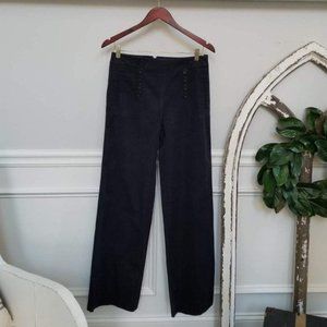 Ann Taylor Relaxed Leg Black Slacks Decorative Front Buttons Size 2